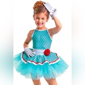 NWT Curtain call dipping dot Style E1520 polkadot tutu dress with hat size CSM
